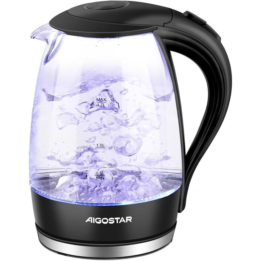 Aigostar Adam Glass Kettle, 1.7L, LED, 2200W, Boil-Dry Protection, BPA-Free - Massive Discounts