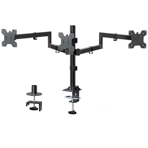 Triple Monitor Mount 13-27 Inch Adjustable Desk Stand VESA 100 Black WALI