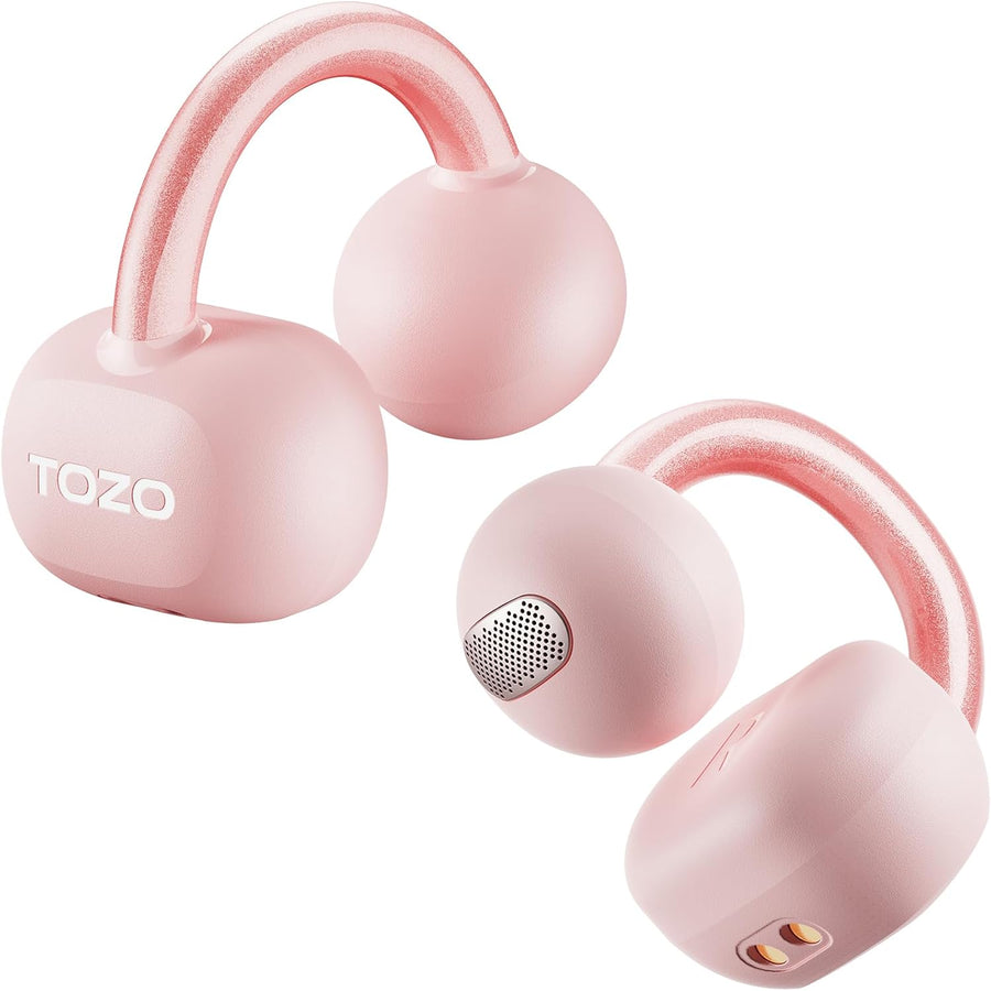 Pink dumbbell-shaped Bluetooth speakers with 'TOZO' branding on a white background