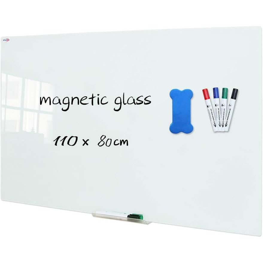Magnetic Glass Dry Erase Board 110x80cm Wall Mounted Whiteboard XIWODE