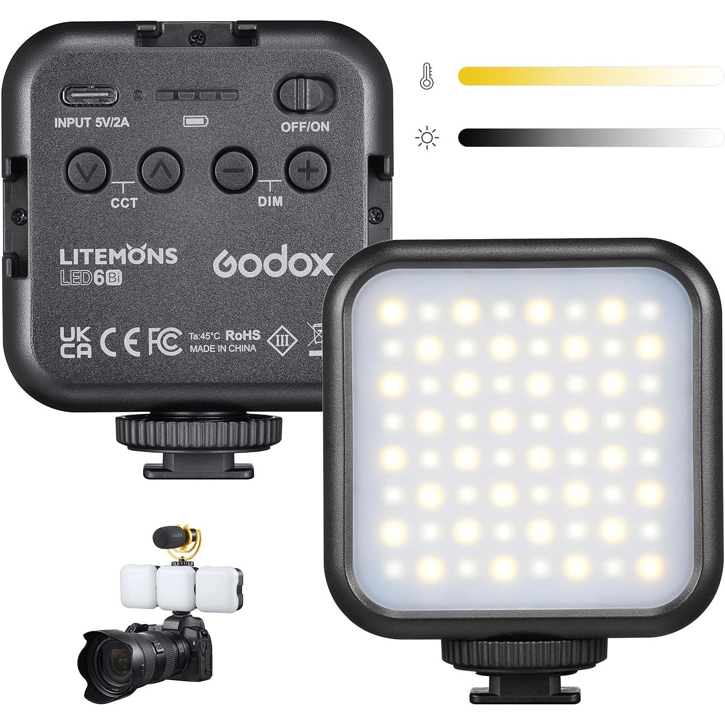 Godox LITEMONS LED6Bi Mini LED Video Light, CRI95, 3200K-6500K, Zoom & Meetings