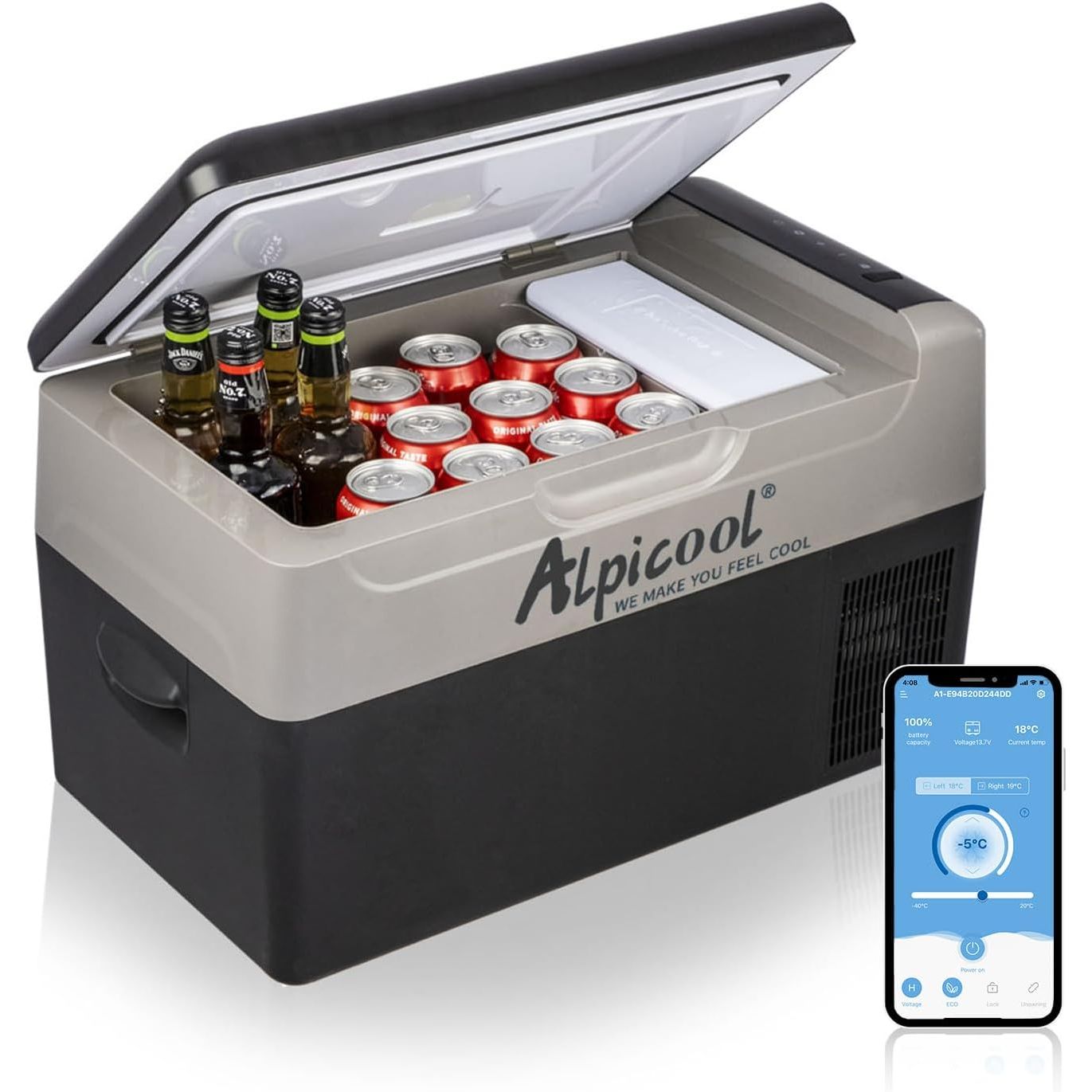 Alpicool G22 22L Car Fridge Freezer 12V, Mini Compressor Cooler -20℃ to 20℃