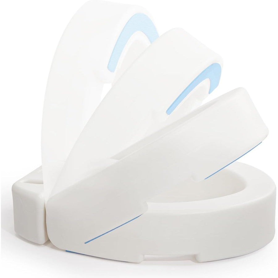 White headband with blue straps on a white background
