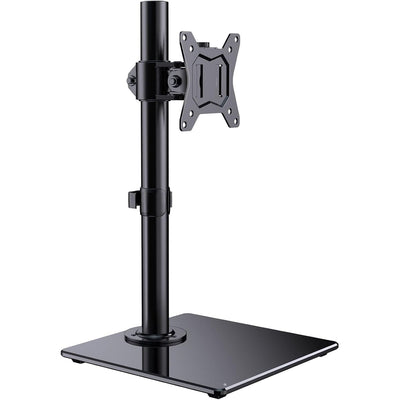 Single Monitor Stand 13 to 32 Inch Freestanding Arm Glass Base VESA ErGear