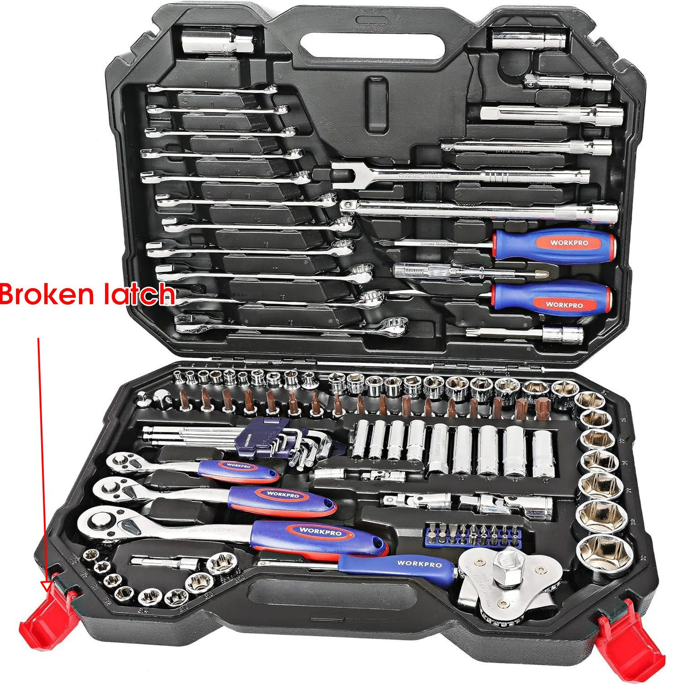 WORKPRO 123-Piece Cr-V Socket Set – 1/2", 3/8", 1/4" Drive, Wrenches & Bits