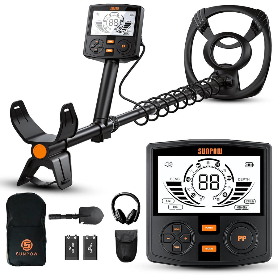 Metal detector with accessories on a white background