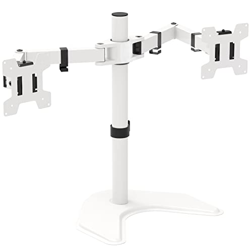 Dual Monitor Stand 27 Inch Freestanding Adjustable VESA 100 White WALI