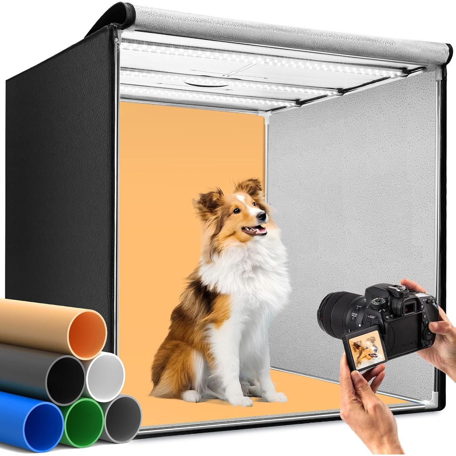 DUCLUS 80cm Photo Light Box – Portable Studio with LEDs & 6 Backdrops, 5600K - Massive Discounts