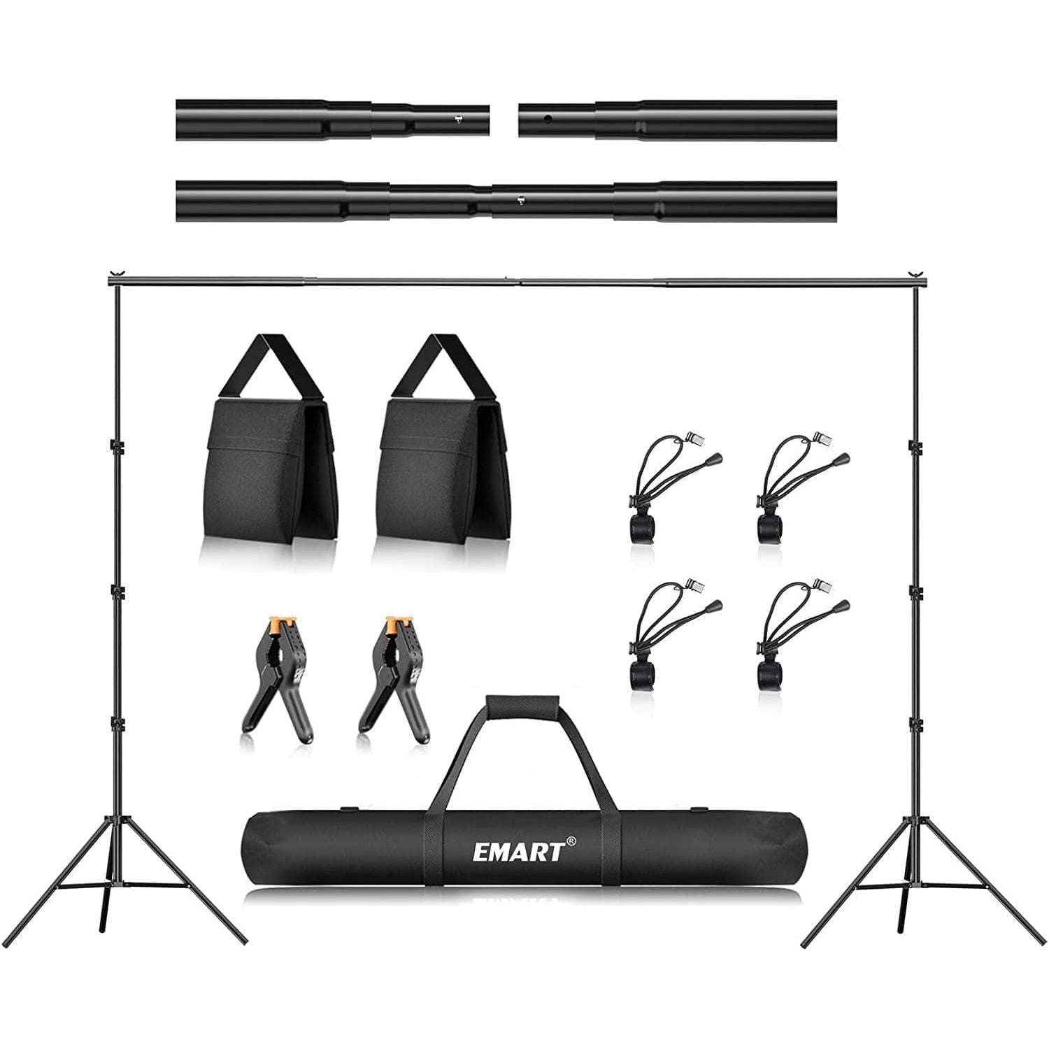 EMART 2.6x3m Backdrop Stand Kit – Adjustable Photo/Video Background Support