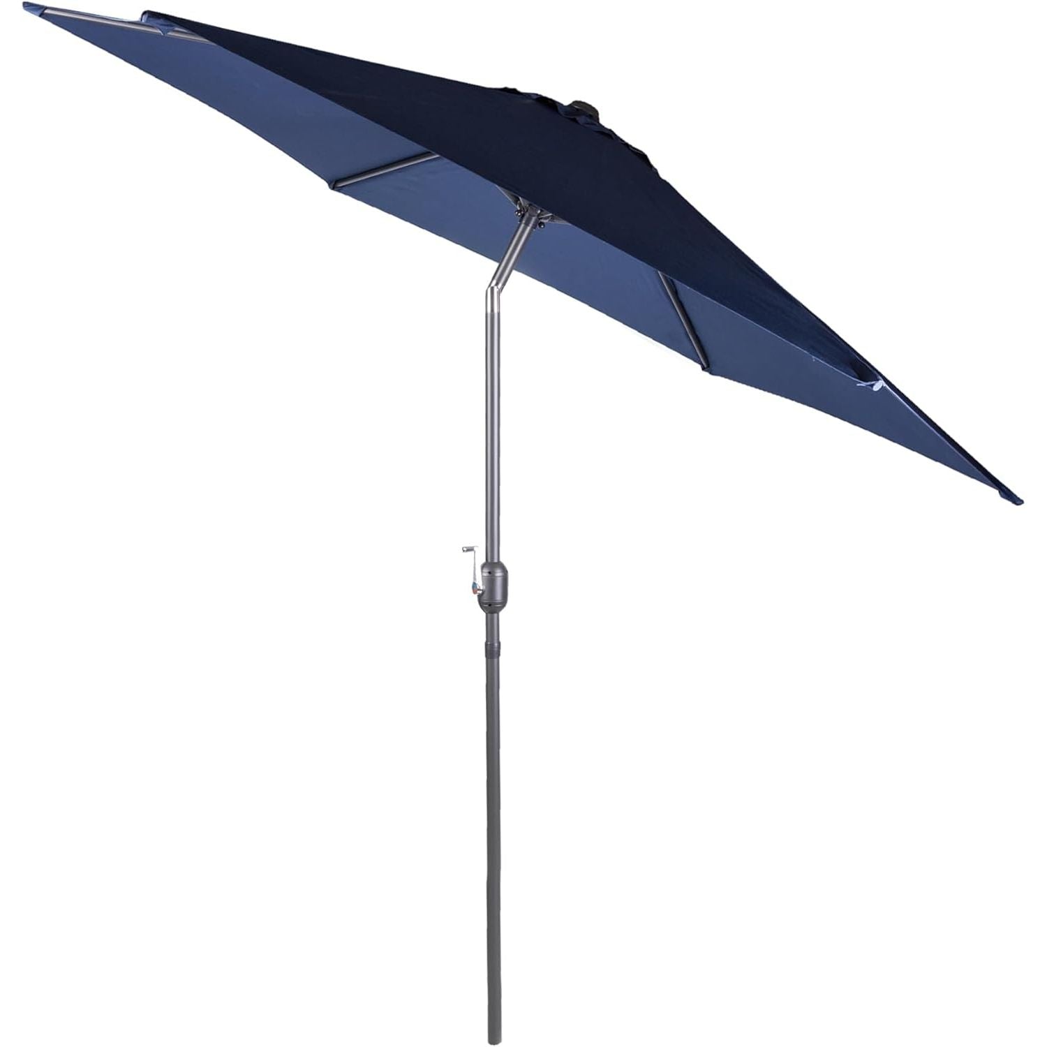 Blue patio umbrella with a white background