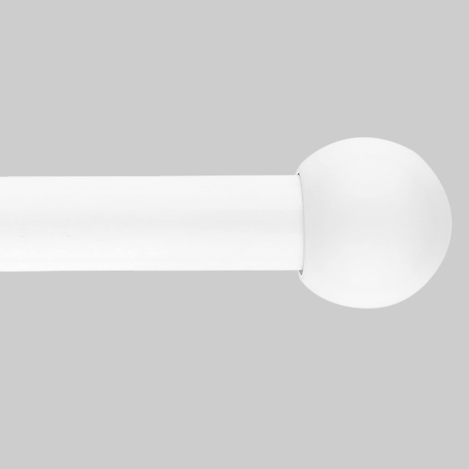 Extendable Curtain Pole 120-300cm, White, Round Ball Finials, 48-120inch - Massive Discounts