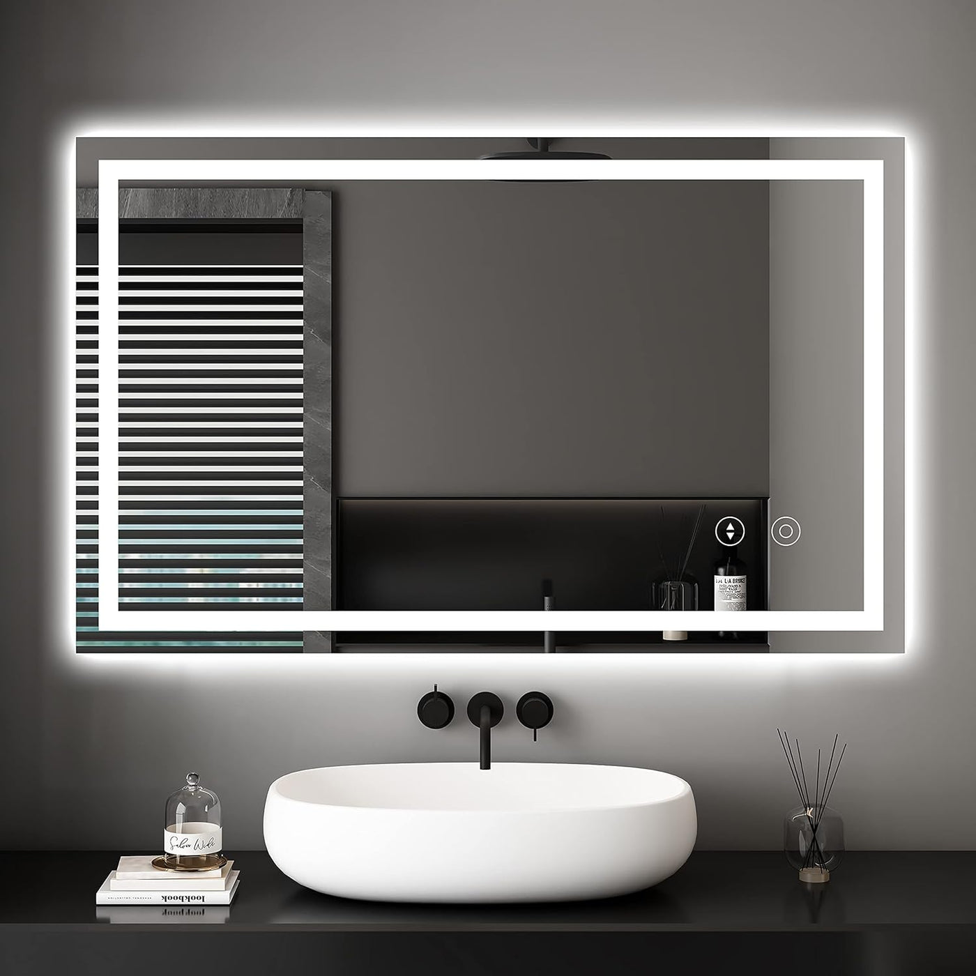 LED Bathroom Mirror Backlit Dimmable 3 Color 1000x600mm Demister Dripex