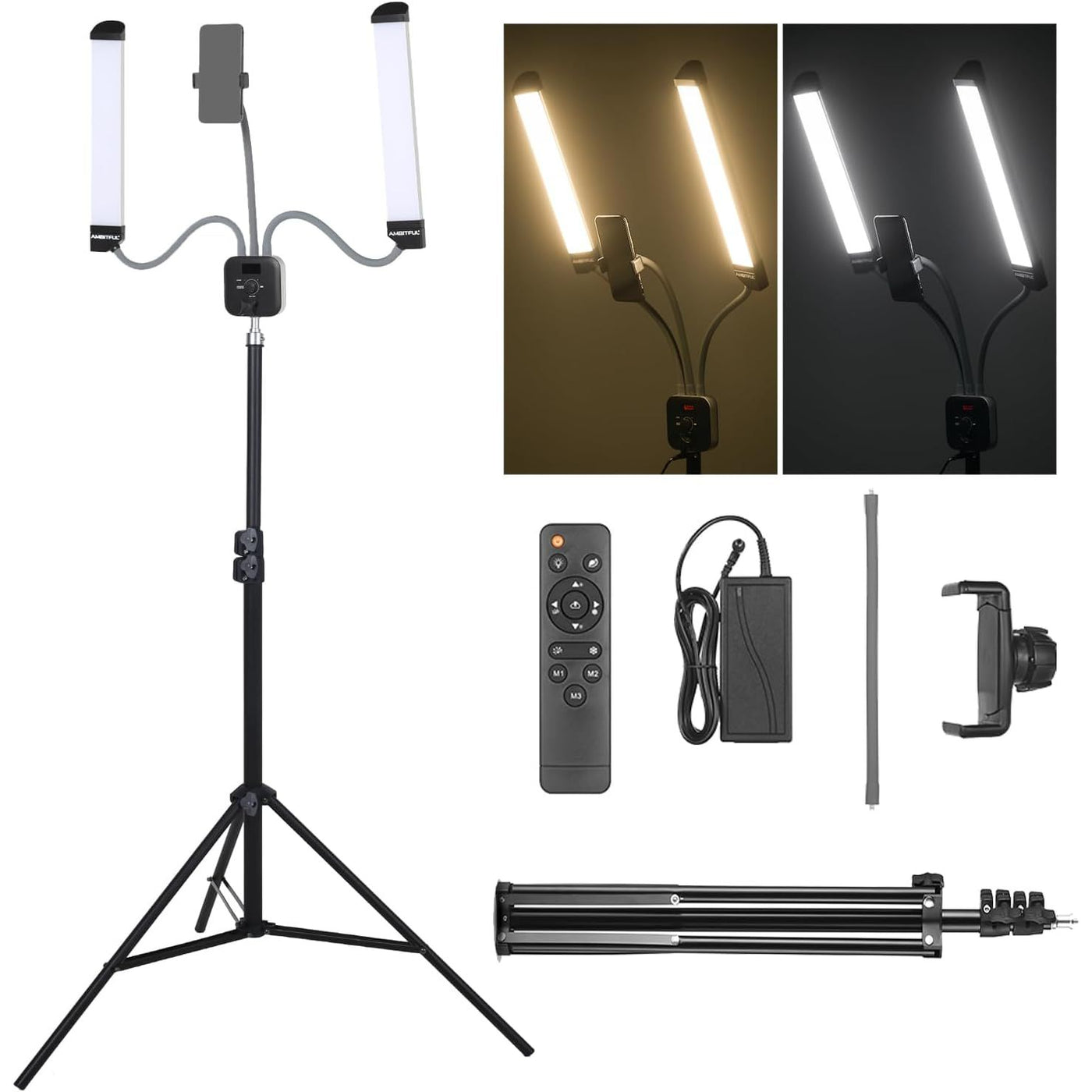 AMBITFUL AL-20 Esthetician Light 3000-6000K with Phone Holder & Tripod Stand