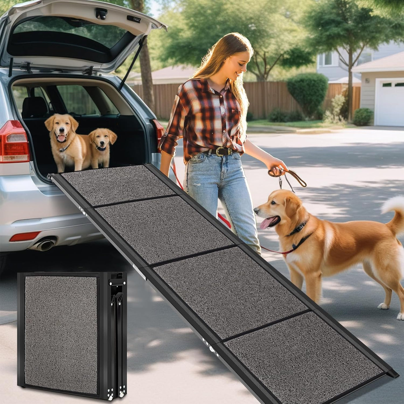 180CM Folding Dog Car Ramp Non-Slip Pet Steps for Large Dogs up to 150KG