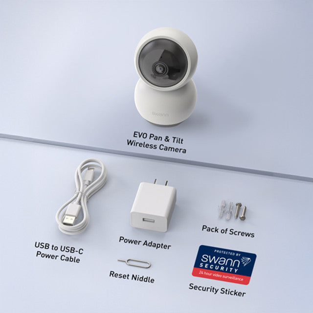 2K WiFi Security Camera Pan Tilt 355° Two Way Audio Indoor Swann Evo Smart Camera