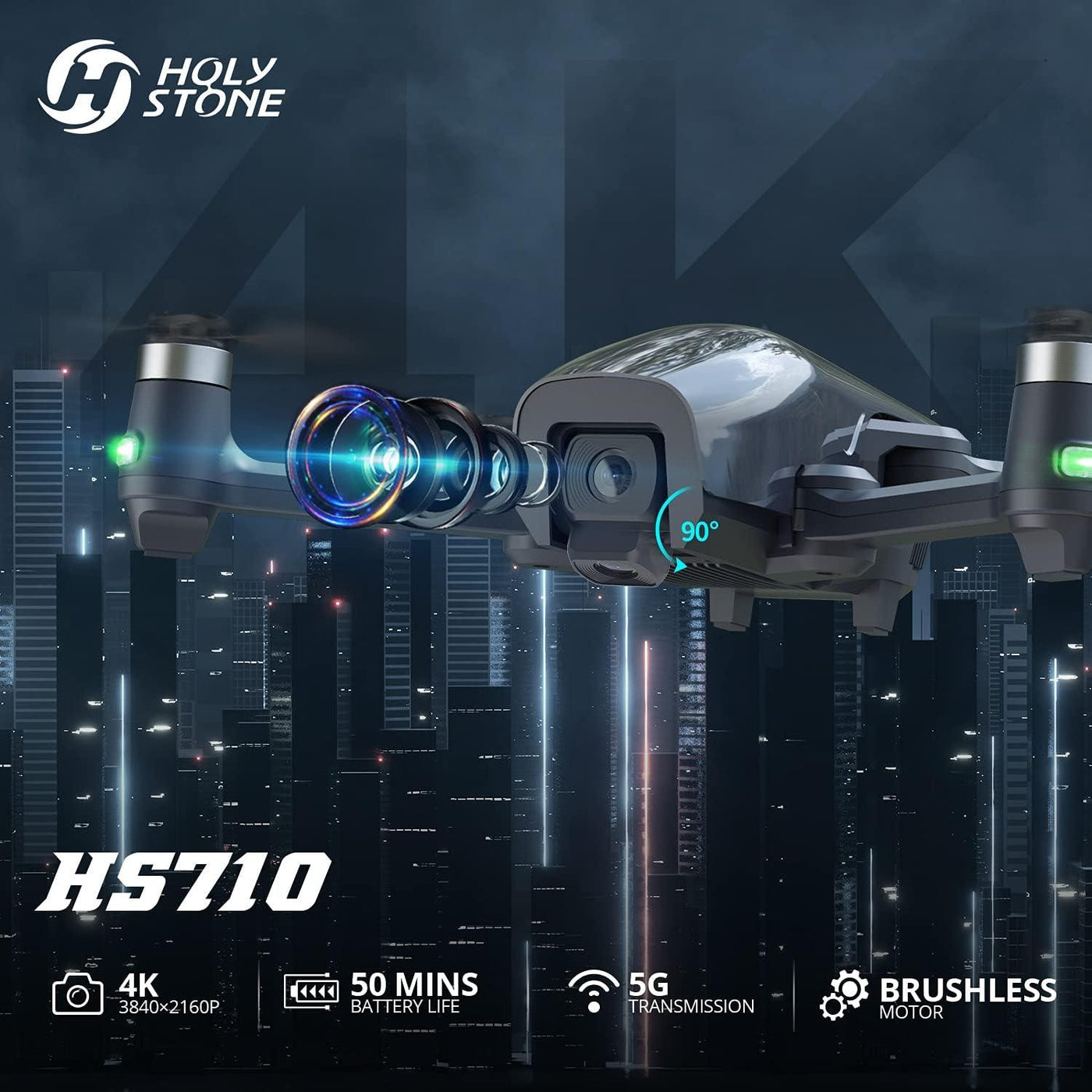 Holy Stone HS710 GPS Drone with Camera for Adults 4K And 2 Batteries