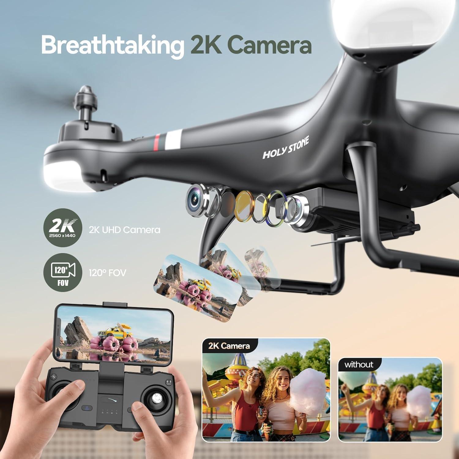 Holy Stone HS110G GPS FPV Drone with 2K HD Live Video / 2 Batteries - Massive Discounts