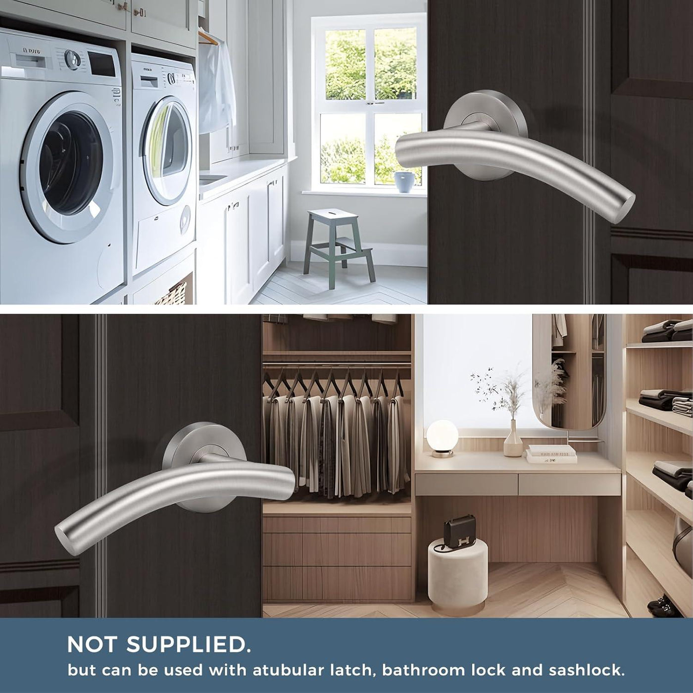 Probrico 1 Pack Brushed Nickel Internal Door Handle Sets - Arched Levers