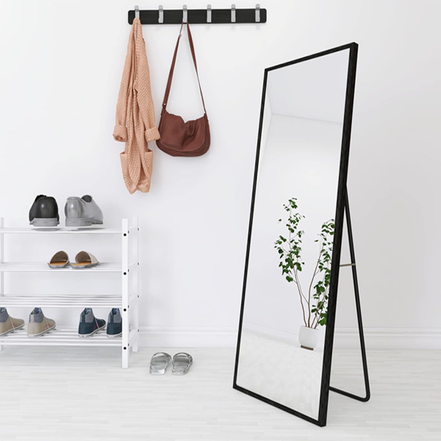 Beauty4U 140x40cm Full Length Mirror, Black Frame, Floor/Wall/Lean for Bedroom