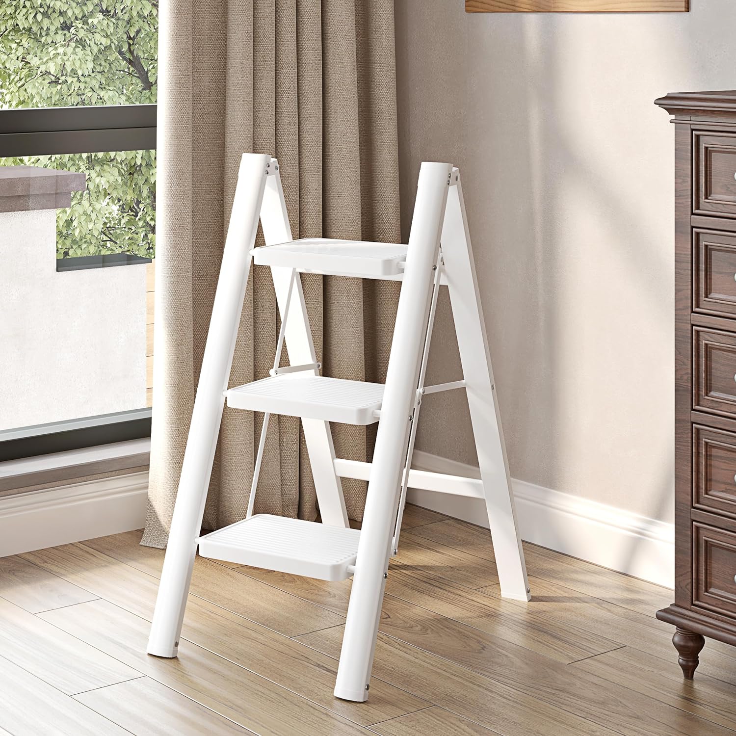 JOISCOPE 3-Step Ladder, 270kg Capacity, Anti-Slip Treads, Lightweight & Portable