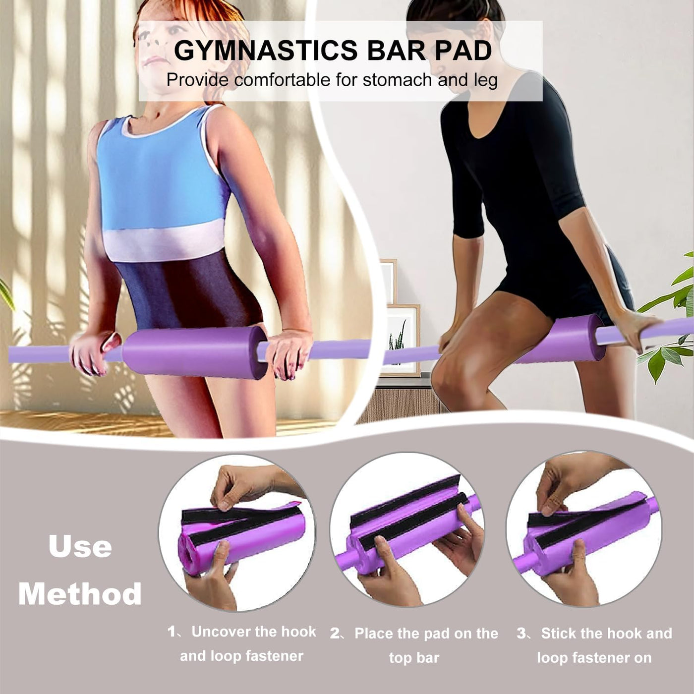 GYMMAGE Adjustable Gymnastics Kip Bar with Rings & Bar Pad, Folding for Kids