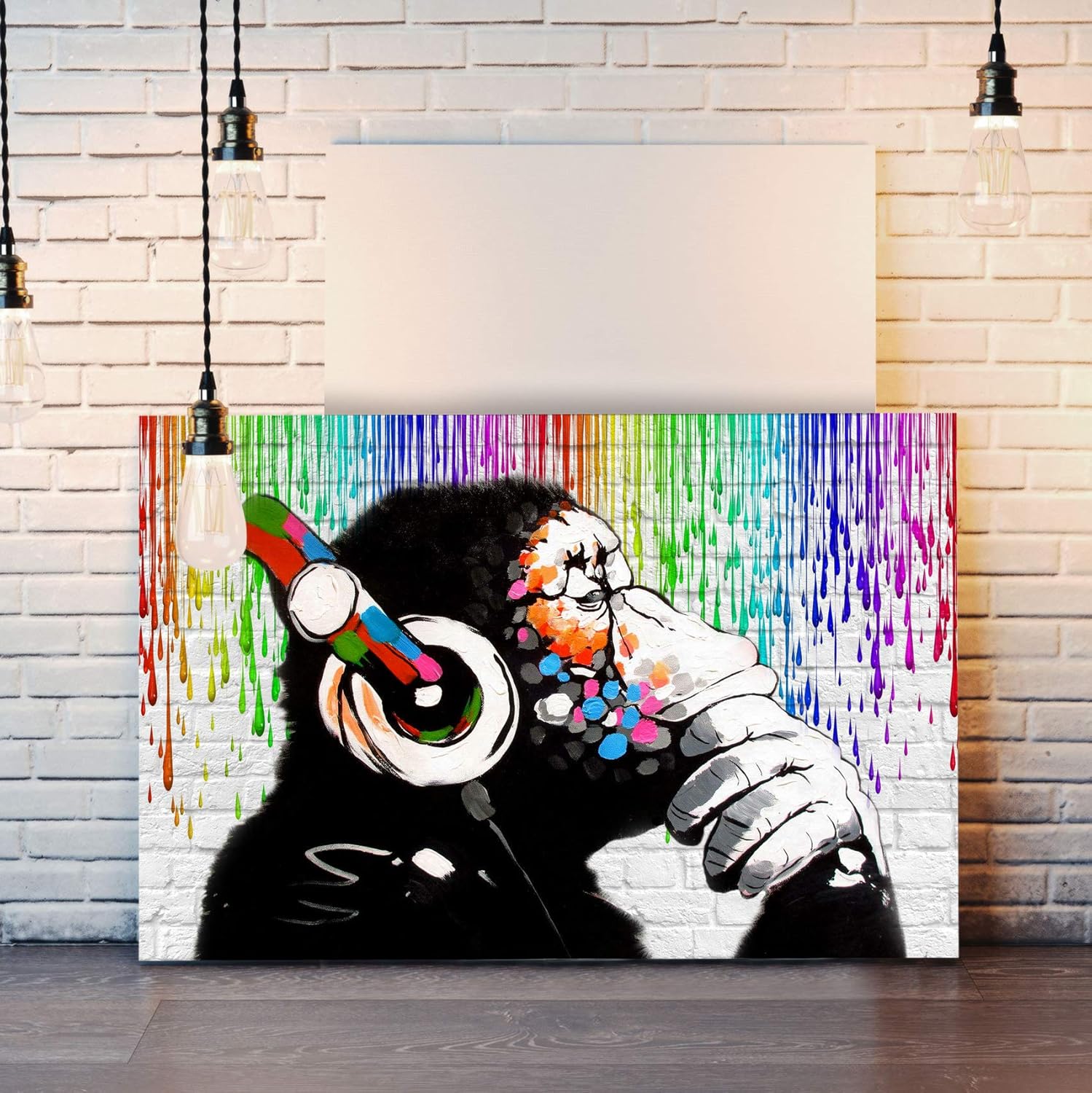 MONKEY DJ Banksy Love Paint Rain Gorilla Canvas Street Art Print 24''x16''