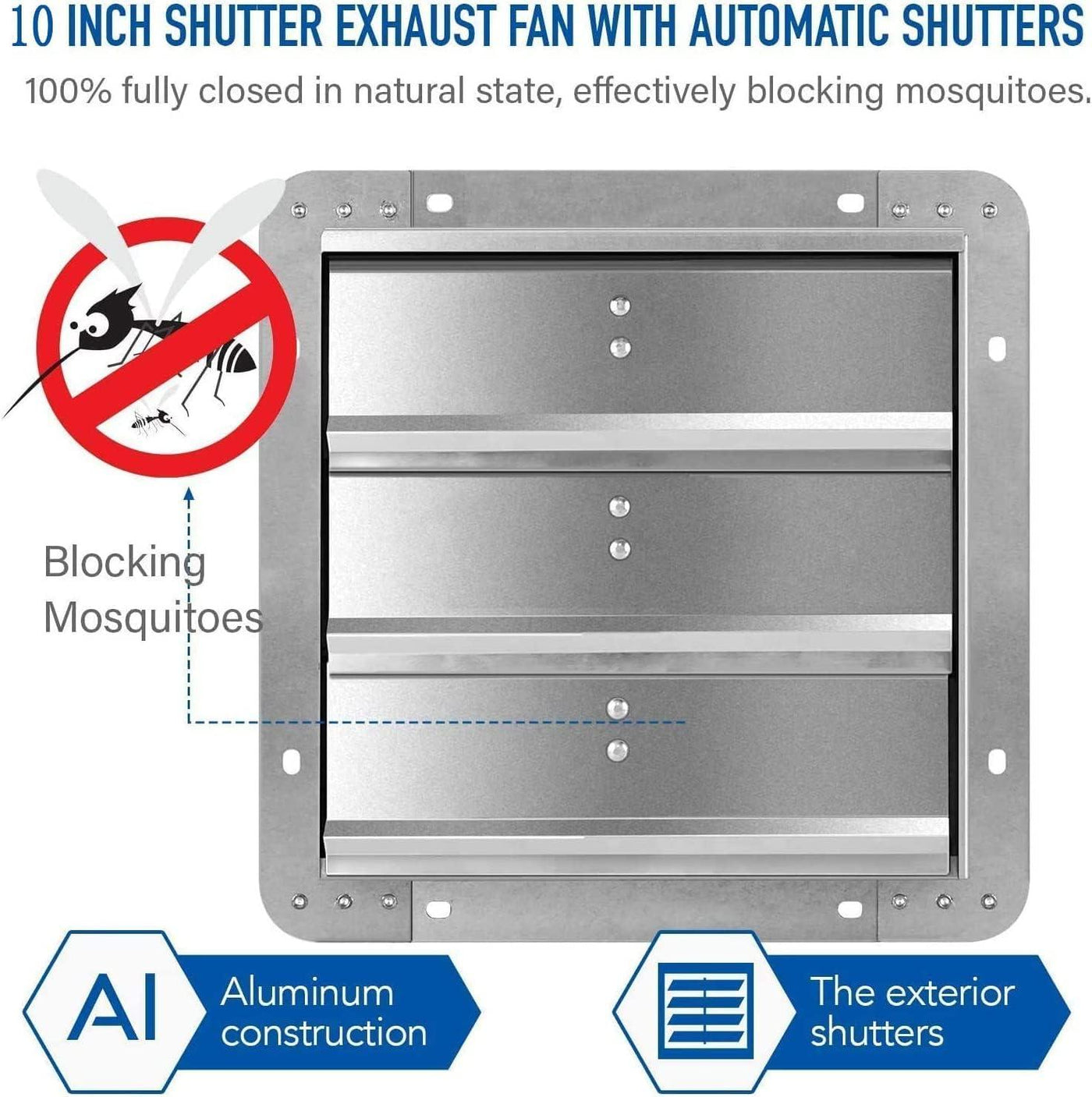 10-Inch Shutter Exhaust Fan - Variable Speed for Efficient Ventilation - Massive Discounts