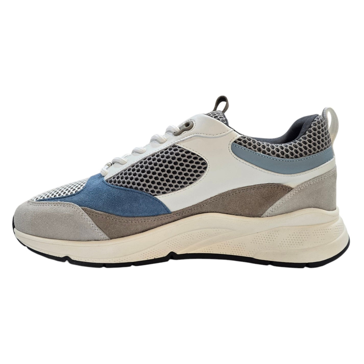 Loyalty SN53 Leather Chunky Trainers White Mesh Lace Up Sneakers