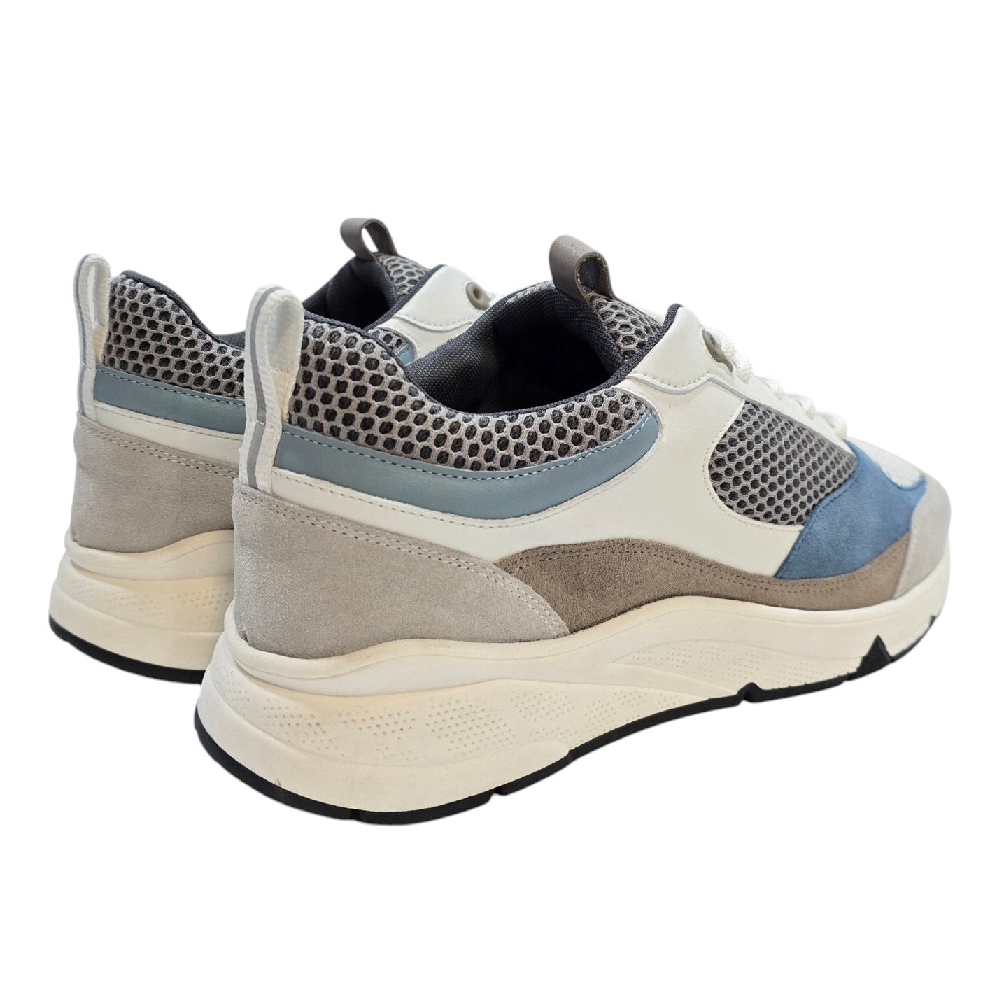 Loyalty SN53 Leather Chunky Trainers White Mesh Lace Up Sneakers