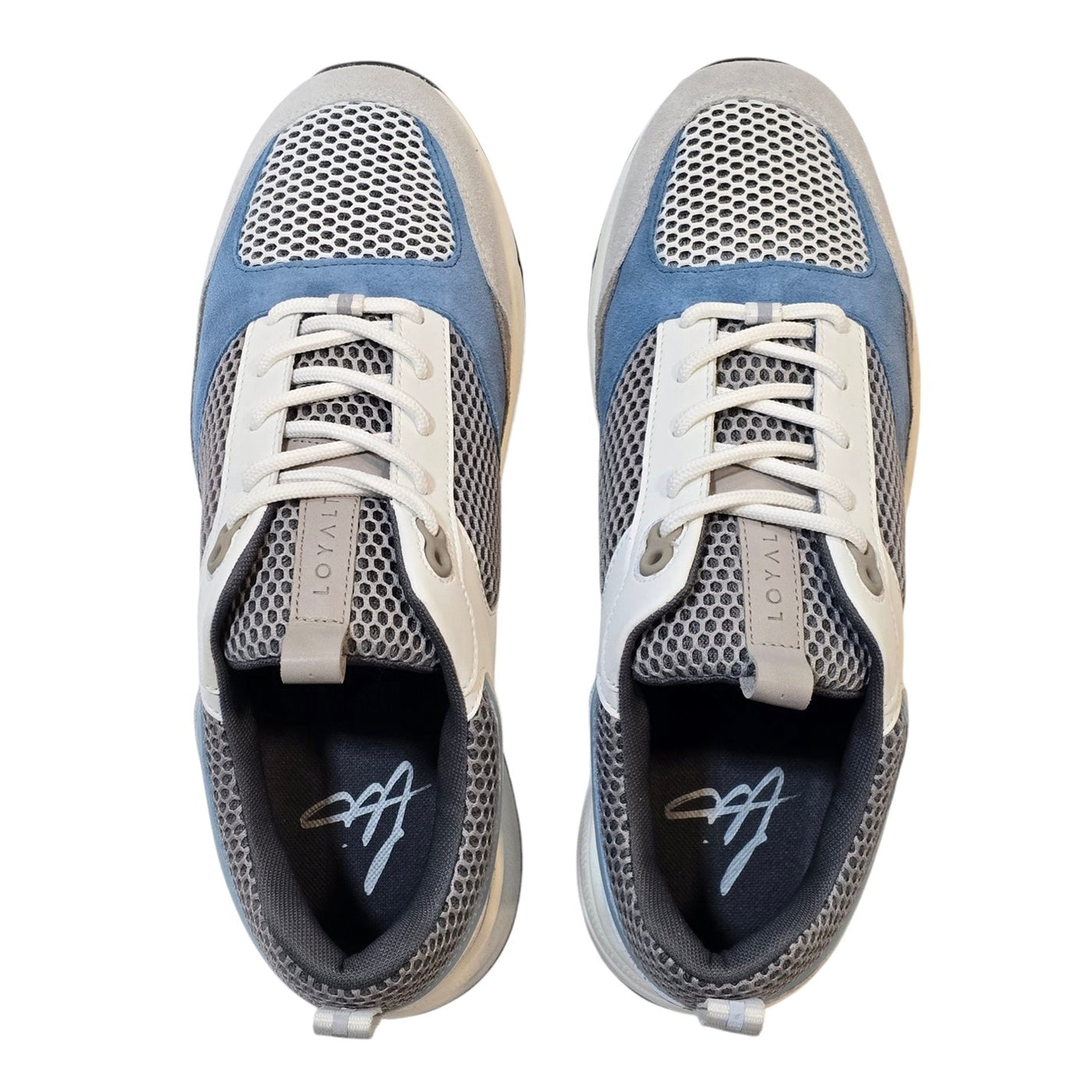 Loyalty SN53 Leather Chunky Trainers White Mesh Lace Up Sneakers