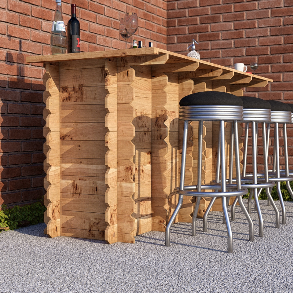 Large Garden Bar Outdoor Wooden 2m Drinks Bar Patio Interlock