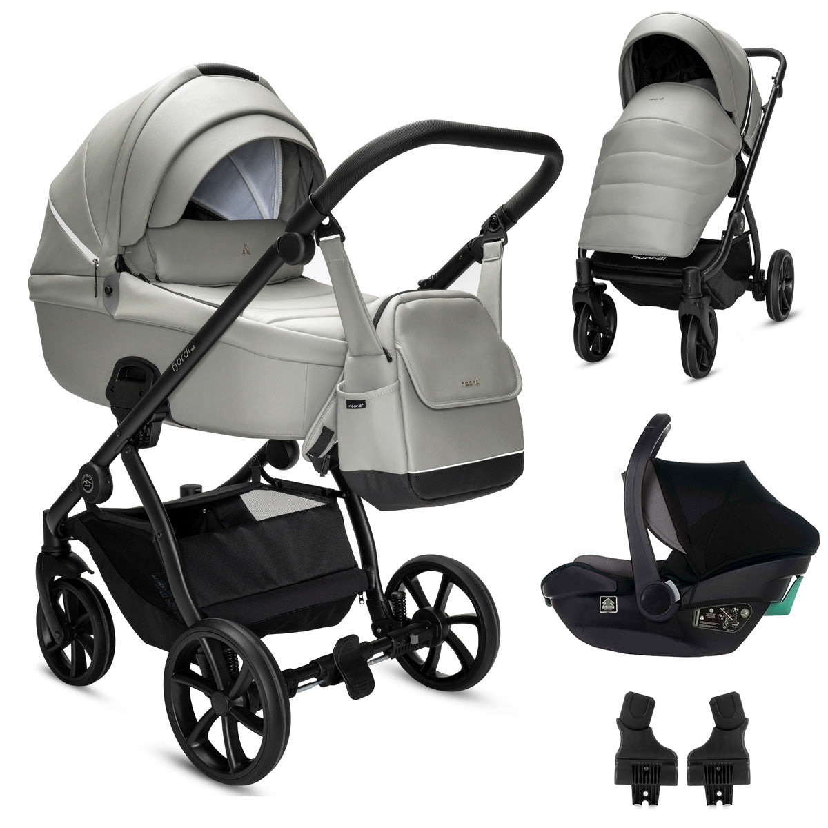 3 in 1 Travel System Pram Pushchair Carrycot Car Seat Leather Noordi Fjordi V2