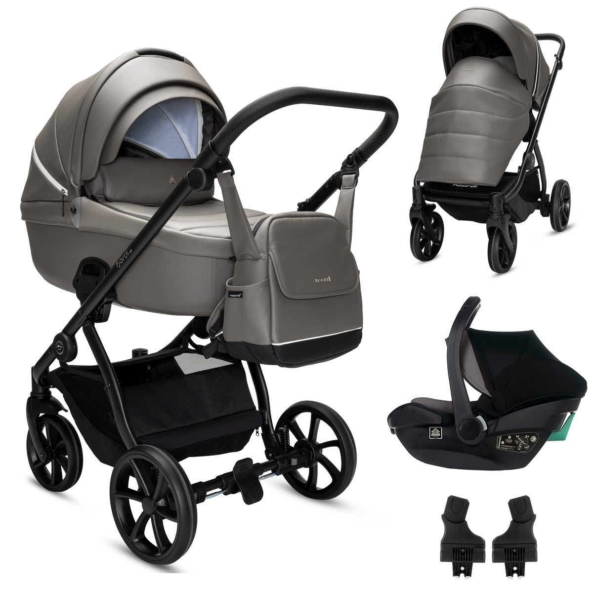 3 in 1 Travel System Pram Pushchair Carrycot Car Seat Leather Noordi Fjordi V2