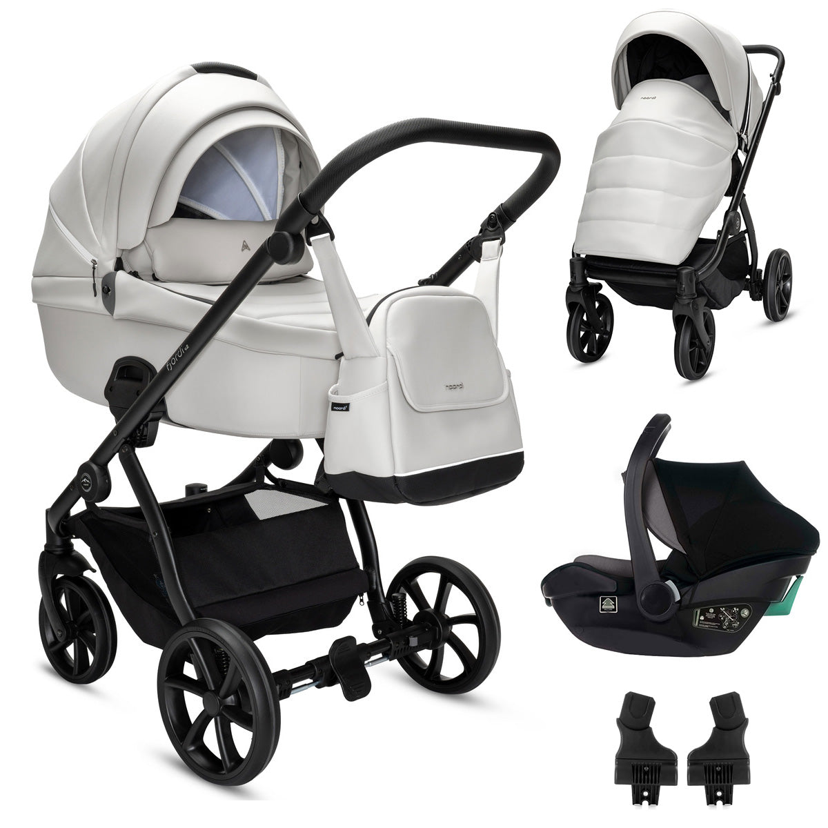 3 in 1 Travel System Pram Pushchair Carrycot Car Seat Leather Noordi Fjordi V2