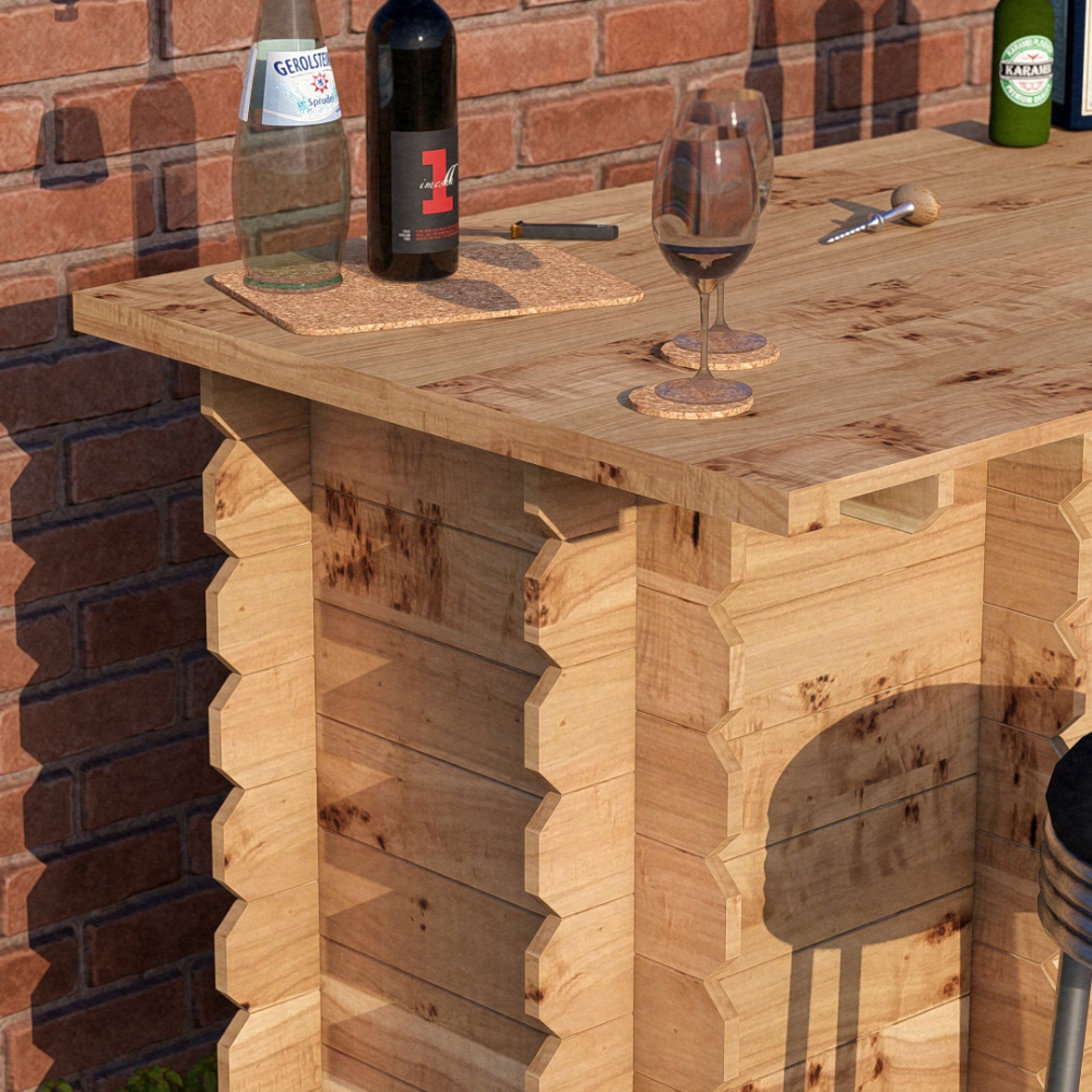 Large Garden Bar Outdoor Wooden 2m Drinks Bar Patio Interlock