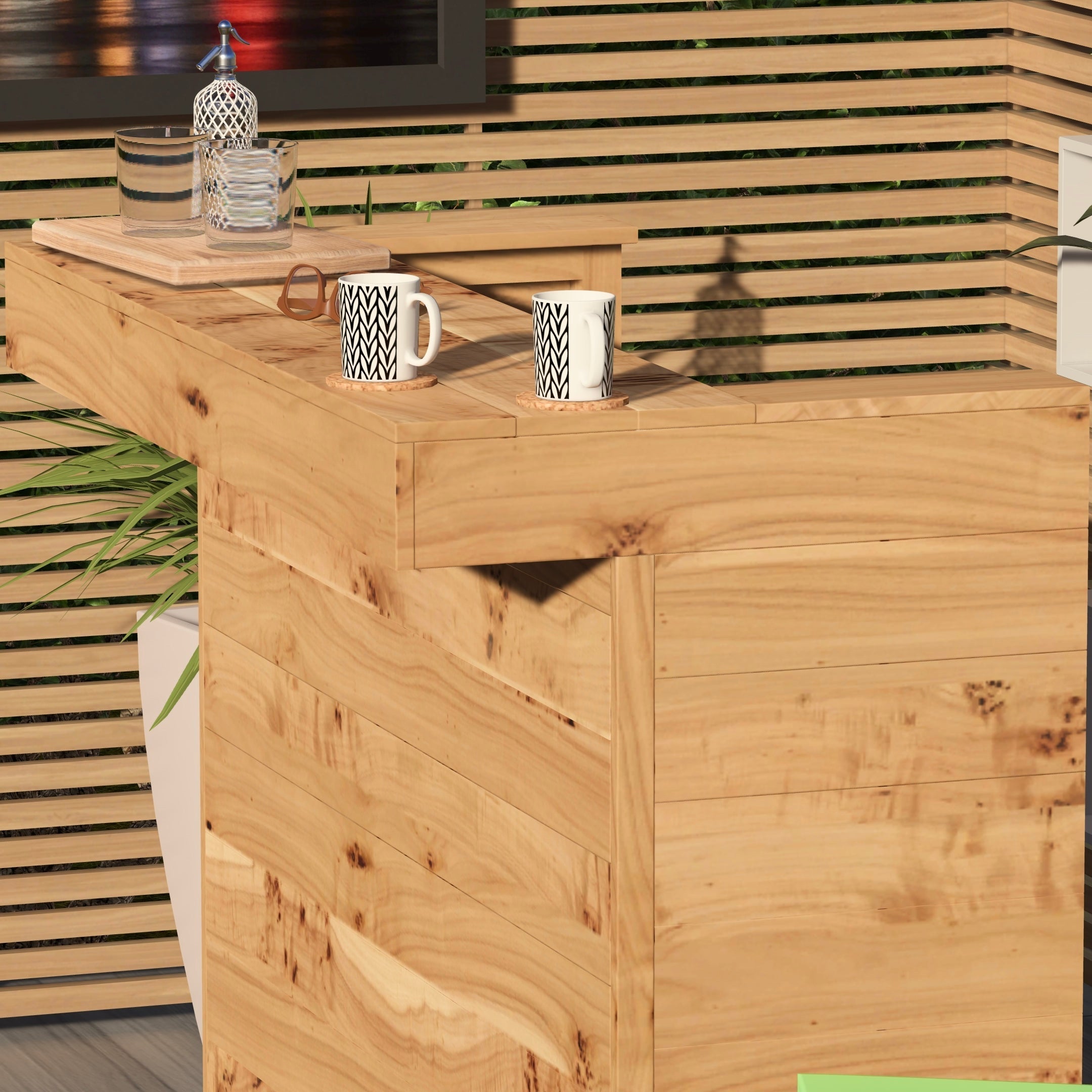 Garden Bar Outdoor Wooden Drinks Bar Rustic Patio Entertaining