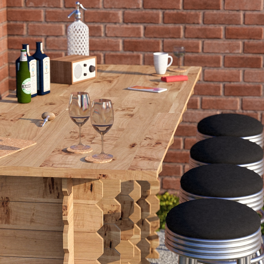 Large Garden Bar Outdoor Wooden 2m Drinks Bar Patio Interlock