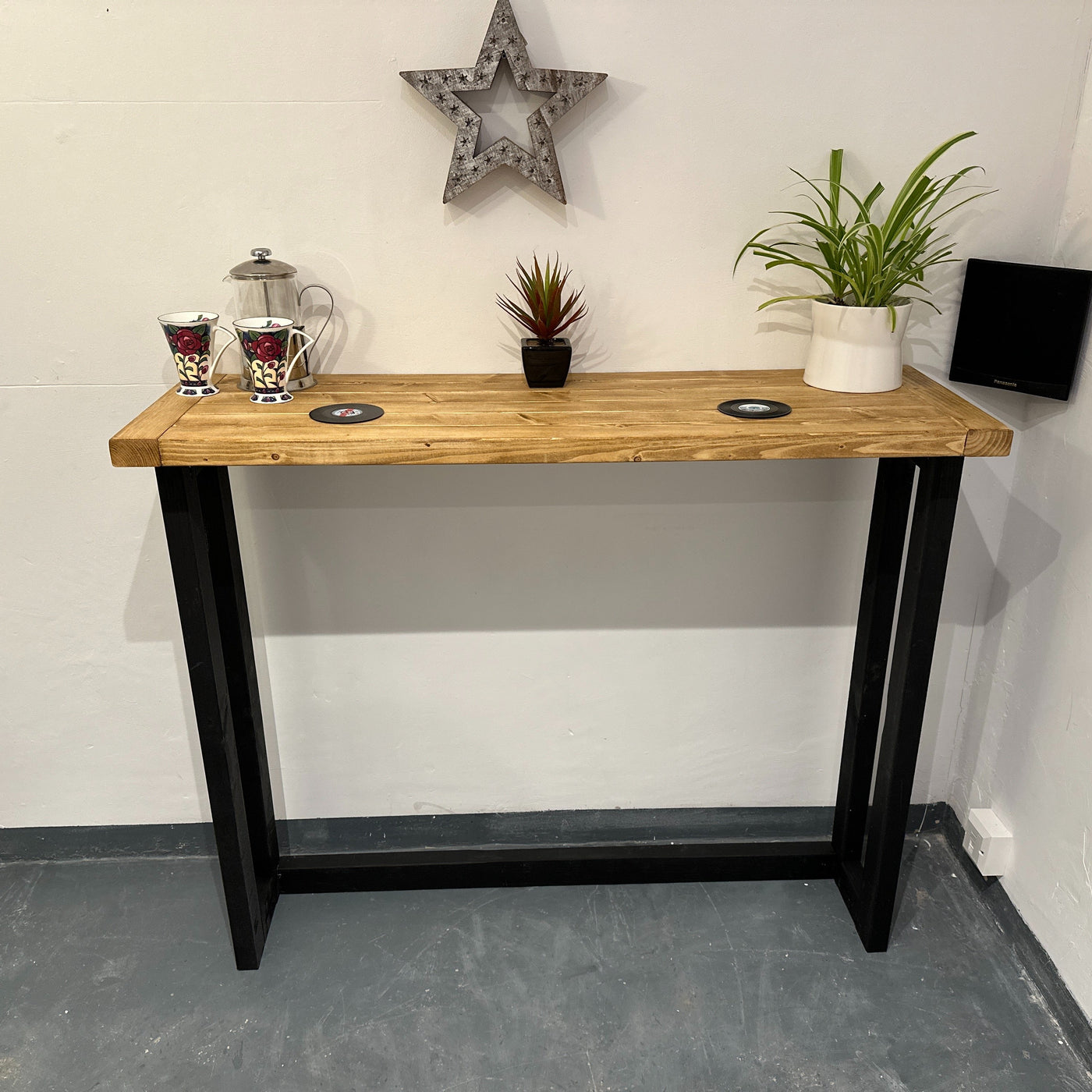 Breakfast Bar Industrial Console Table Narrow Dark Oak Kitchen Table