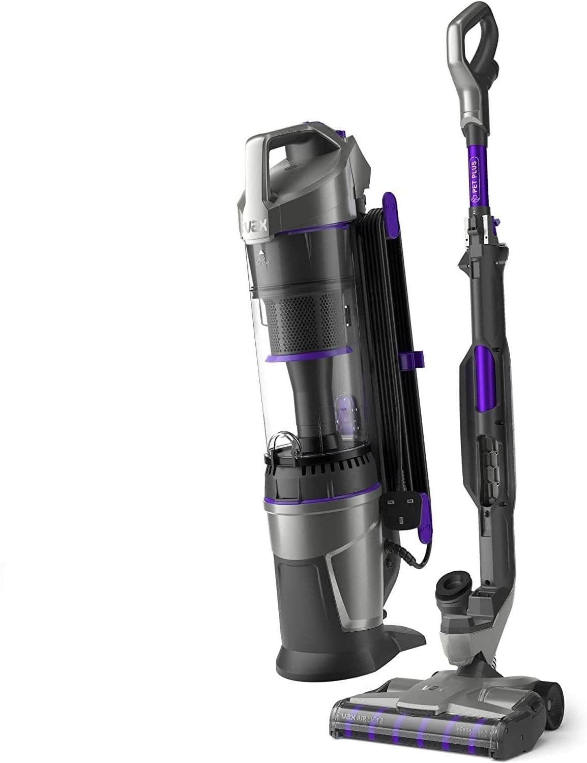 Vax Air Lift 2 Pet Plus Upright Vacuum, VersaClean & Lift Out Tech, Grey/Purple