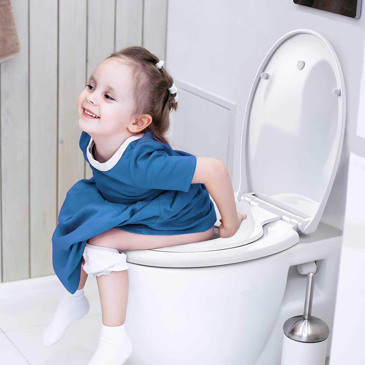 STOREMIC Soft Close Toilet Seat with Child Seat, Quick Release, O Shape
