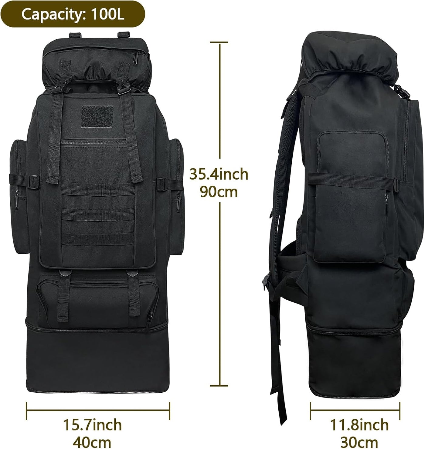 Large Tactical Hiking Backpack 100L Waterproof Molle Military Camping Wesoke