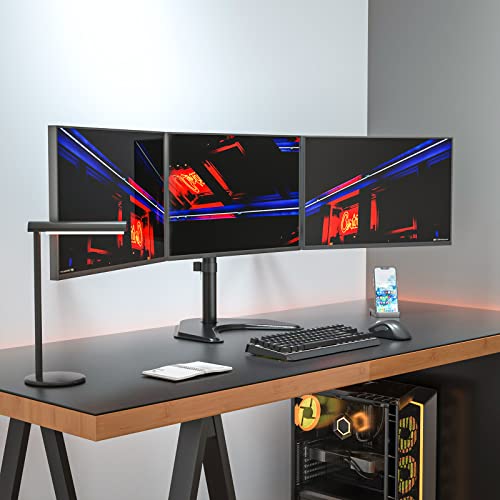 Triple Monitor Stand 27 Inch Free Standing Adjustable VESA Black WALI