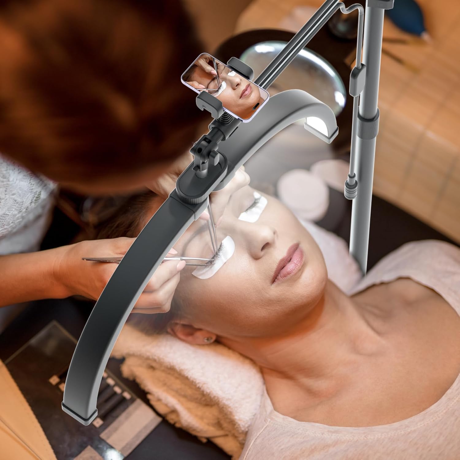 Lmaqfum Lash Light 2-in-1, Foldable, 3 Modes Phone Holder Desk Clip Beauty Techs