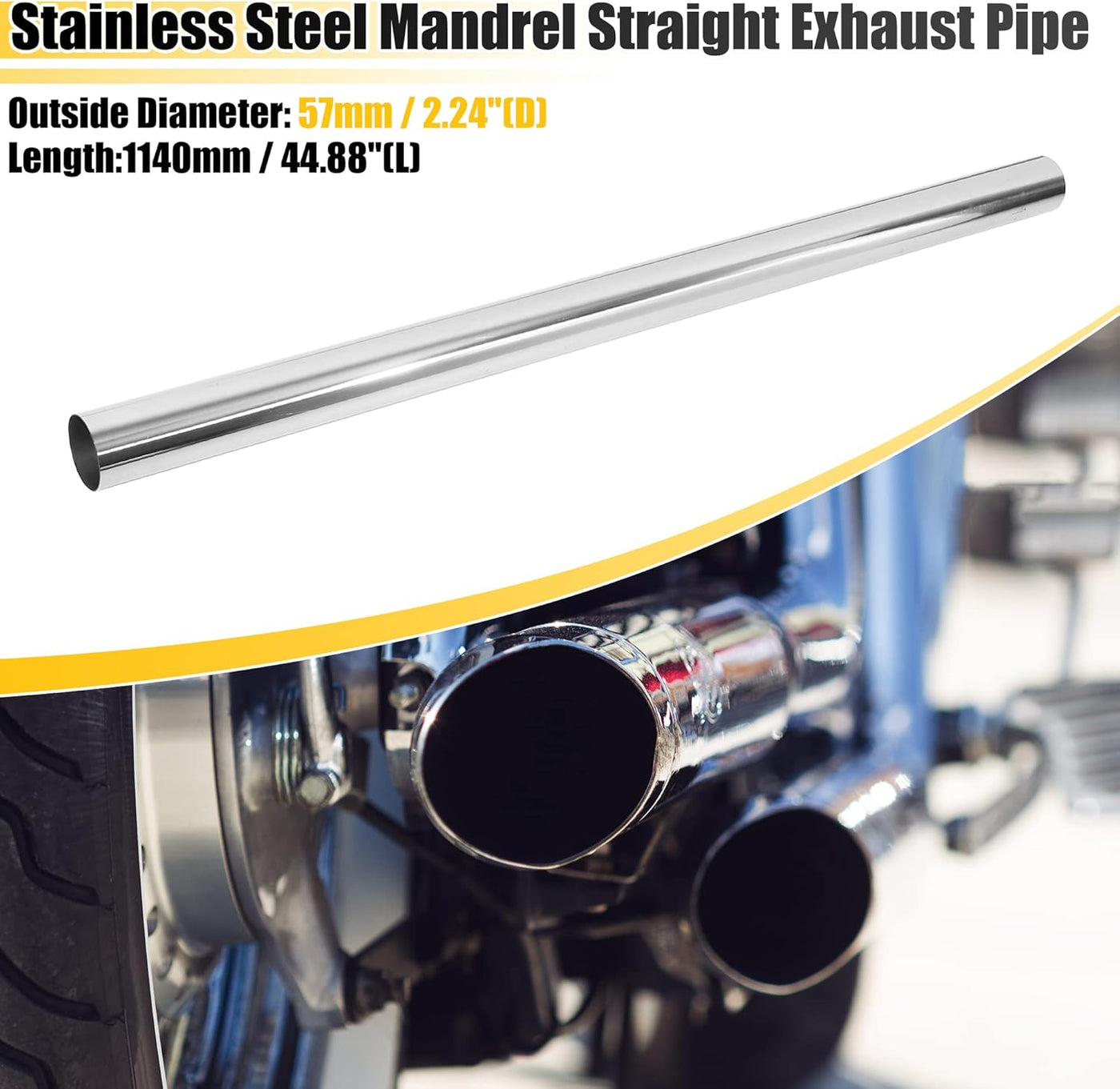 X AUTOHAUX Straight 2.25'' OD 45'' Length DIY Custom Mandrel Exhaust Pipe