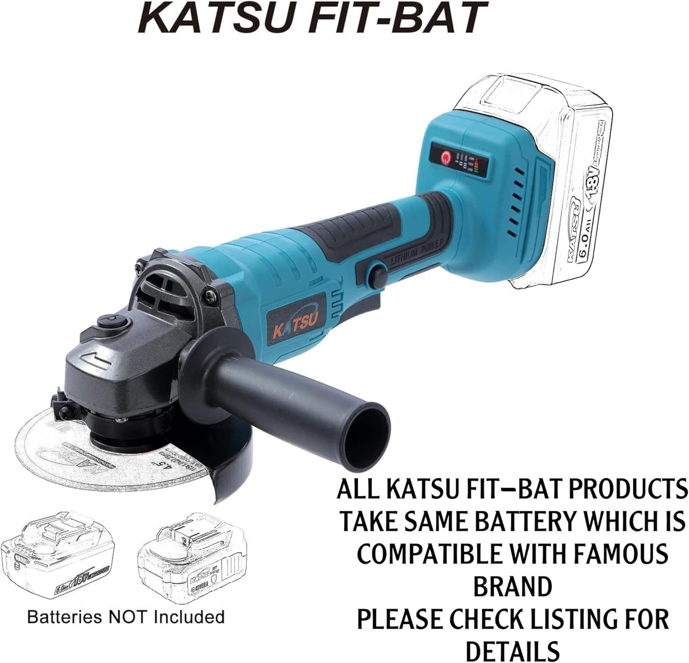 KATSU 21V Cordless Angle Grinder - 115mm, Brushless 3 Speeds, No Battery/Charger