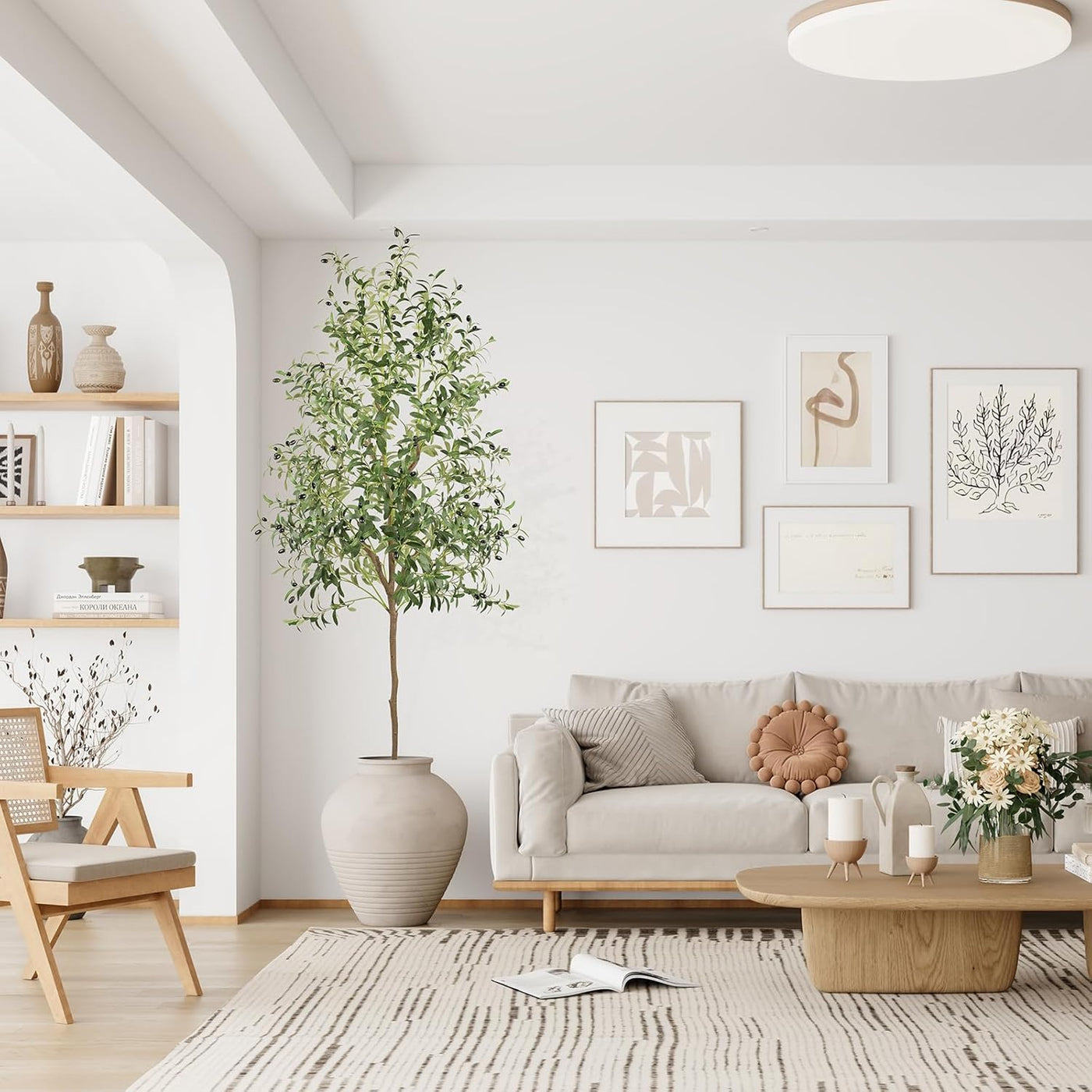 Artificial Olive Tree 7FT Faux Silk Lifelike Leaves Indoor Decor YOLEO