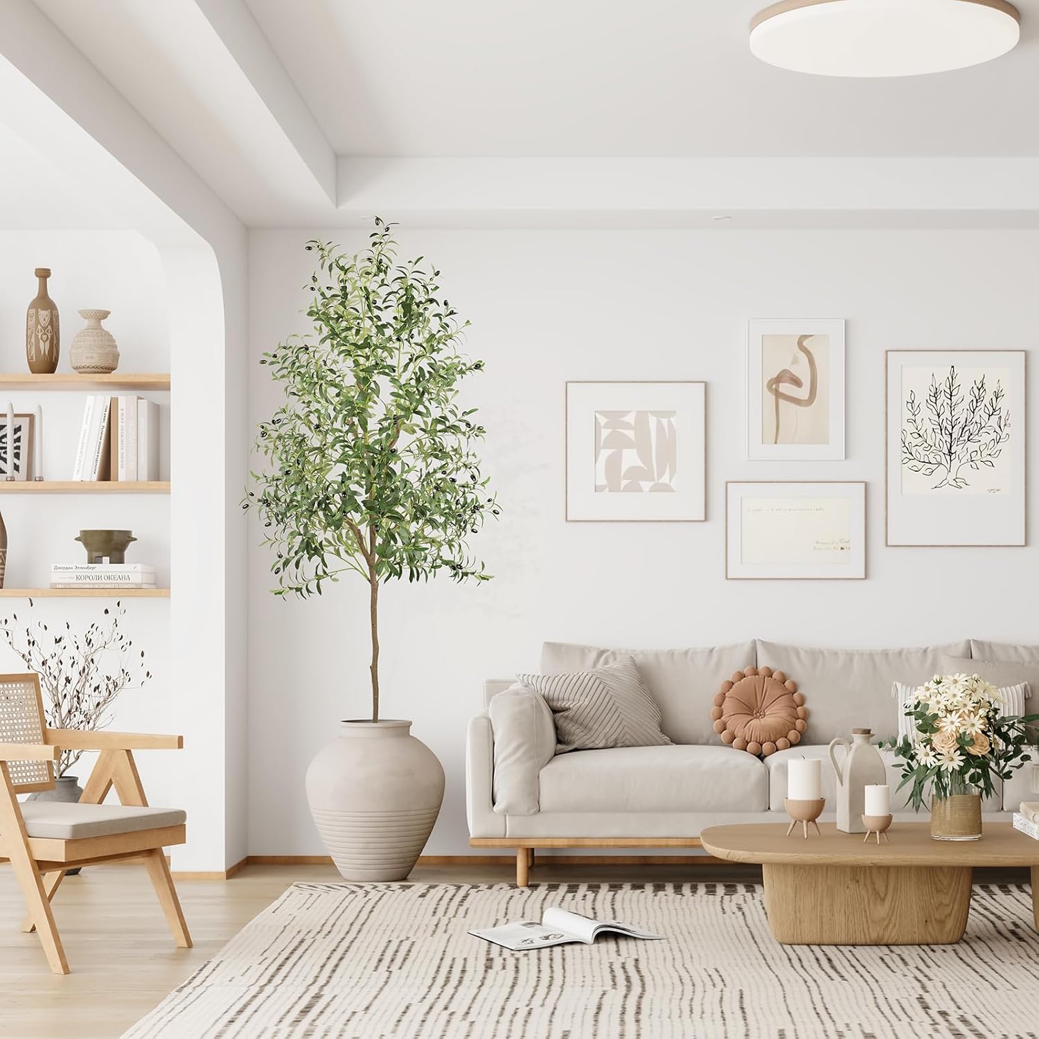 Artificial Olive Tree 7FT Faux Silk Lifelike Leaves Indoor Decor YOLEO