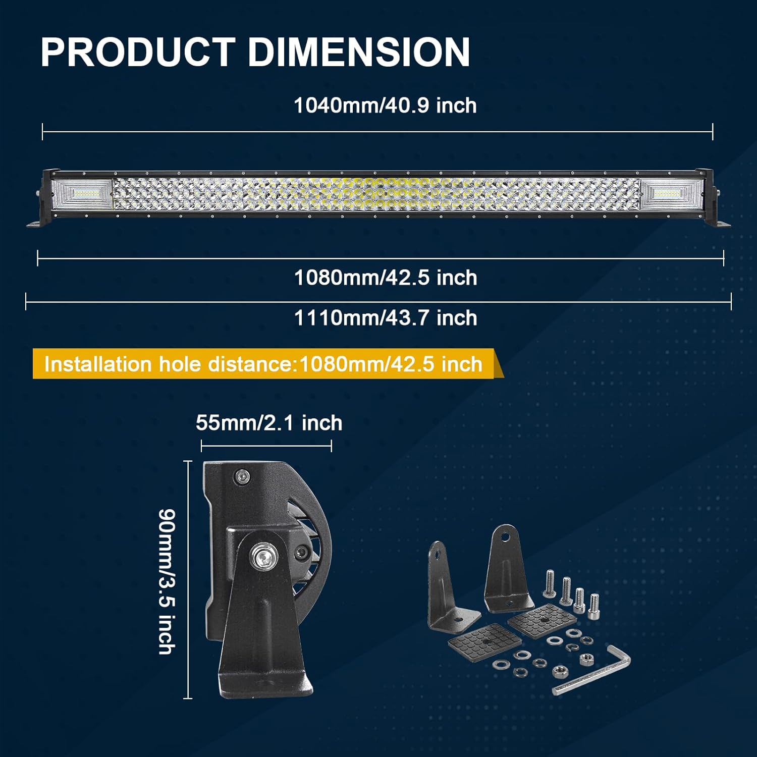 RIGIDON 42'' Slim LED Light Bar 540W - 12V/24V Off-Road Combo Beam, Waterproof