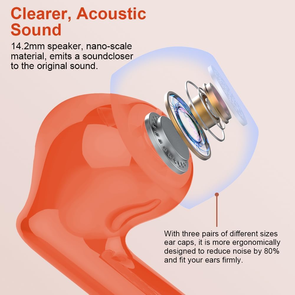 Illustration of earphones with a focus on speaker design and sound quality.