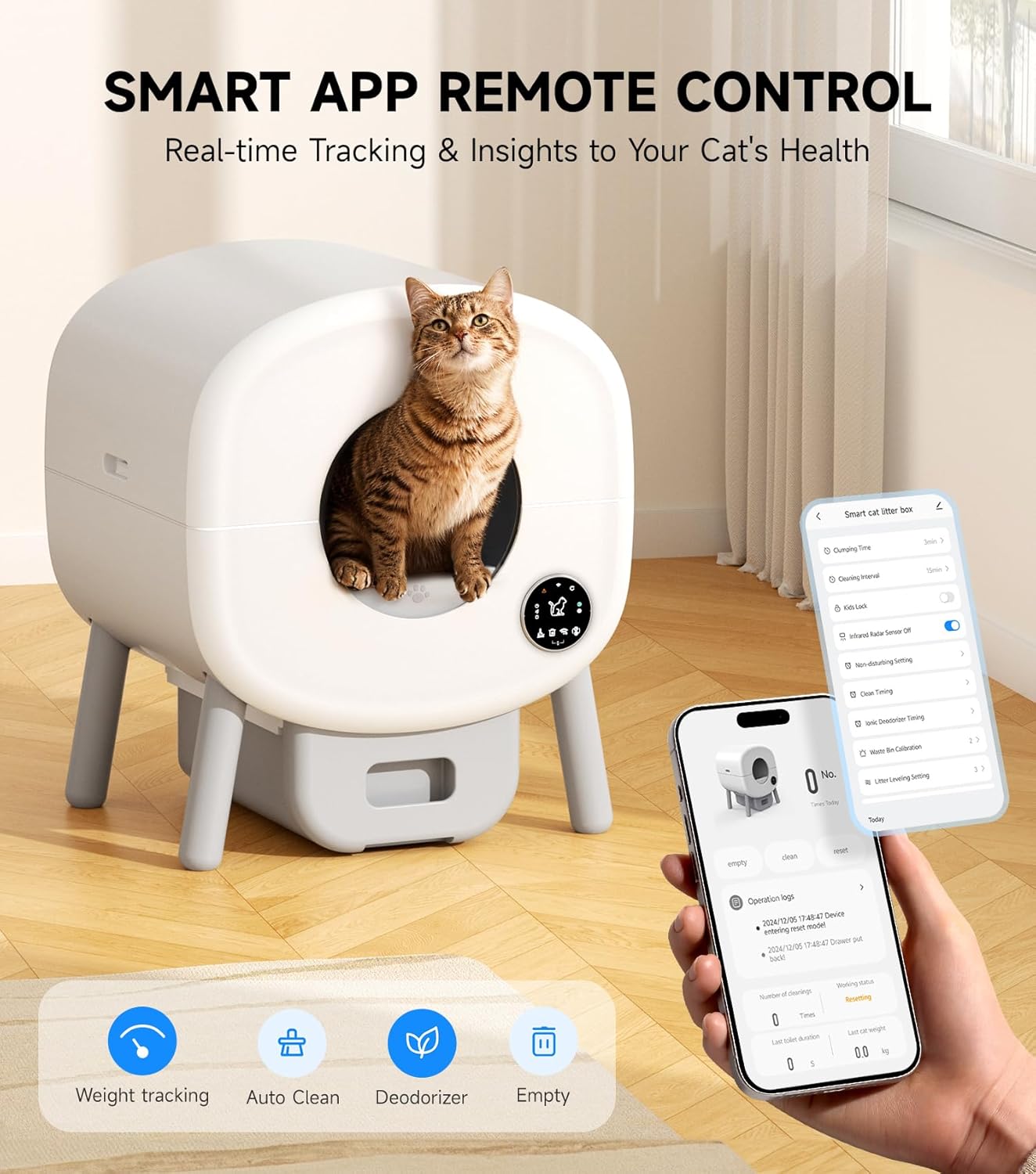 Self-Cleaning Cat Litter Box 76L with App Control & Odor Protection (Broken)